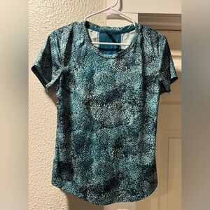Under Armour Teal and Black Patterned Short Sleeve Top